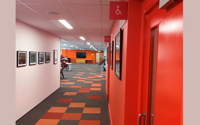 A view of the accessible toilets on the second floor.