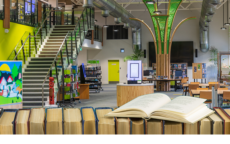 shelf of books in library